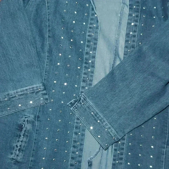 NWOT Tia Denim Light-Weight Open Front Jacket Blazer - Picture 3 of 7